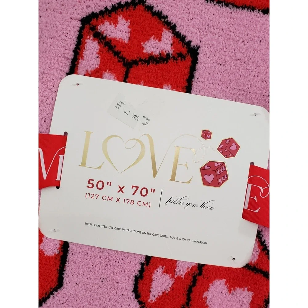 NEW BLANKET dice hearts y2k pink red girl teen bedroom glam biker valentines